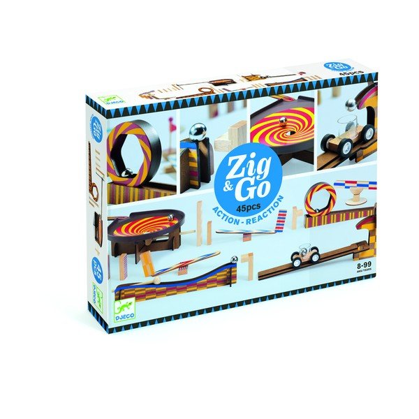 Pistă circuit din lemn pentru copii Djeco „Zig Go”, 45 piese-image-1