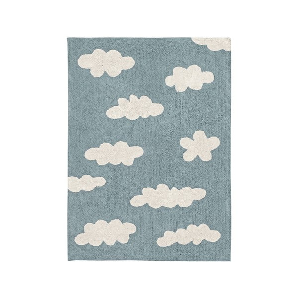 Covor pentru copii albastru lavabil/țesut manual din bumbac 120x160 cm Clouds Vintage Blue – Lorena Canals
