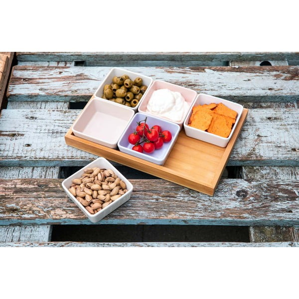 Set pentru servire din porțelan și bambus 6 buc. - Remember-image-1