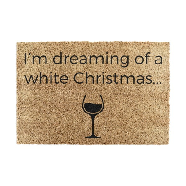 Covoraș de intrare din fibre de nucă de cocos 40x60 cm  cu model de Crăciun White Wine Christmas – Artsy Doormats
