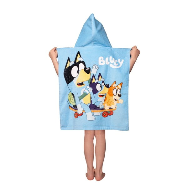 Poncho pentru copii de 3-8 ani, albastru, din bumbac Bluey Skate – Jerry Fabrics-image-2