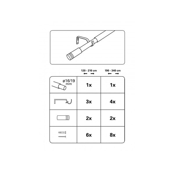 Galerie de perdea 120 - 210 cm din metal Válec - Gardinia-image-2