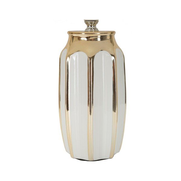 Veioză albă-aurie din ceramică cu abajur textil (înălțime 40,5 cm) Cassy – Mauro Ferretti-image-2