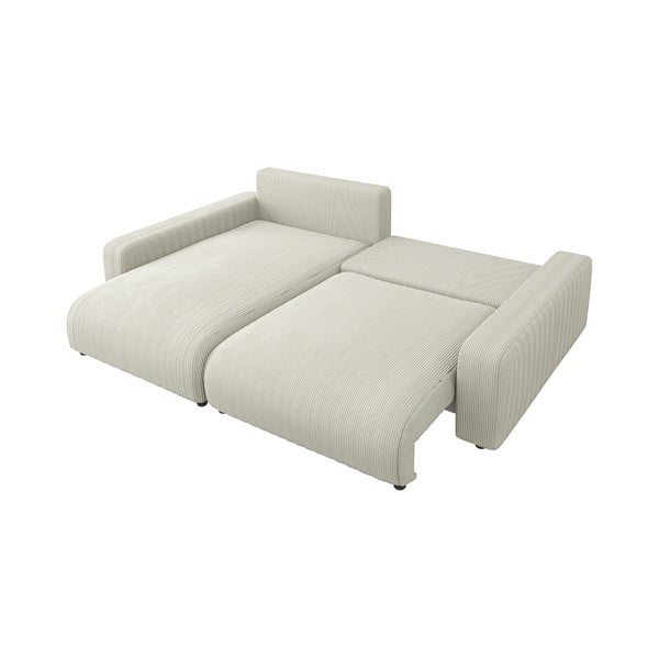 Colțar crem extensibil cu tapițerie din catifea reiată  (cu colț variabil) Sara – Ropez-image-4