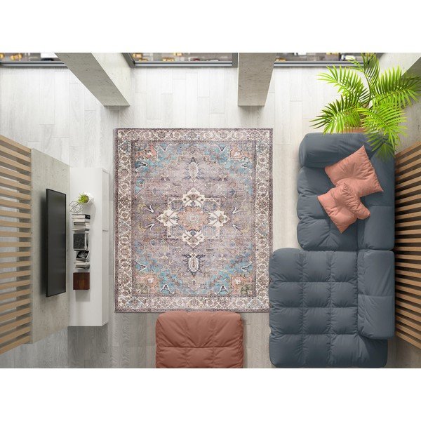 Covor cu amestec din bumbac Universal Haria, 200 x 290 cm, albastru - maro-image-1