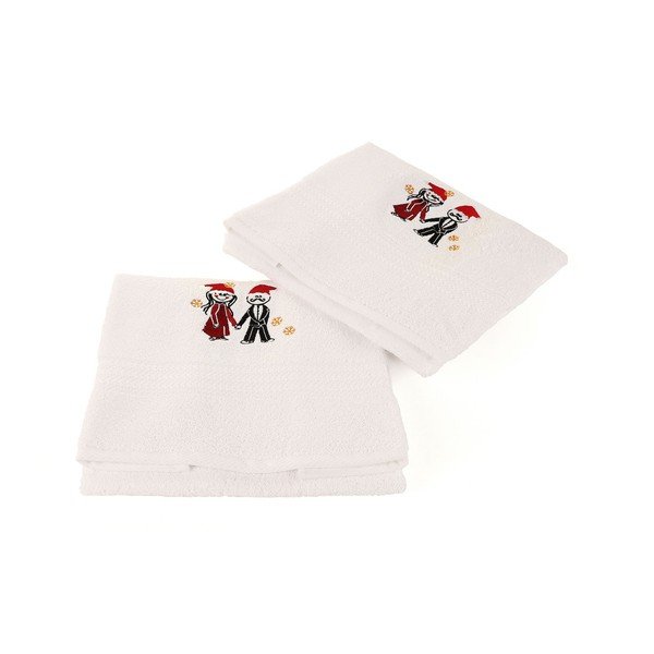 Set 2 prosoape din bumbac Cift White, alb-image-1
