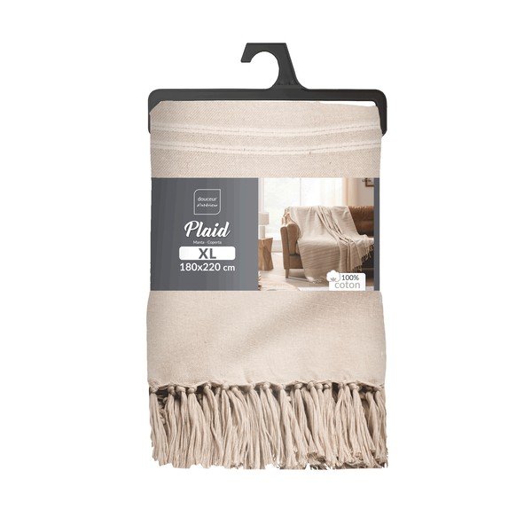 Cuvertură bej din bumbac 125x150 cm Lilia – douceur d'intérieur-image-2