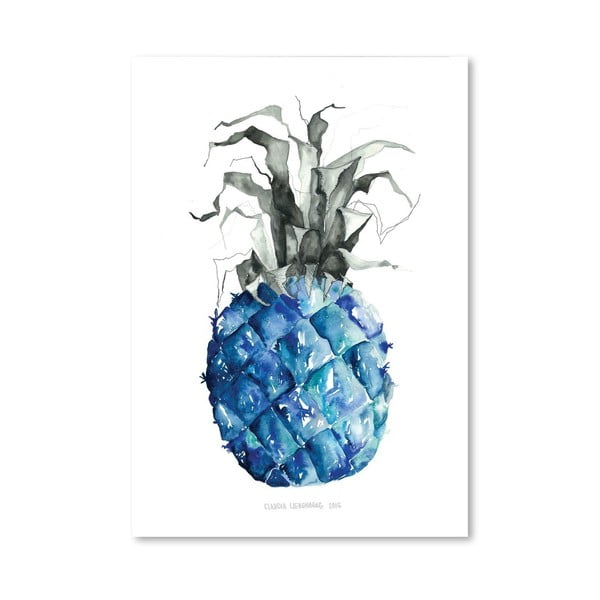 Poster Americanflat Pineapple Blue by Claudia Libenberg, 30 x 42 cm