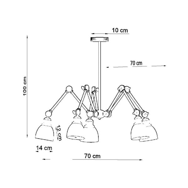 Lustră neagră cu abajur din metal 70x70 cm Matilda Shade - Sollux-image-3