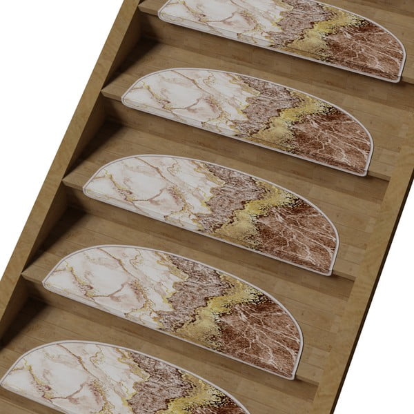 Covorașe pentru scări crem-maro deschis 16 buc. 20x65 cm Golden Marble – Vitaus-image-1