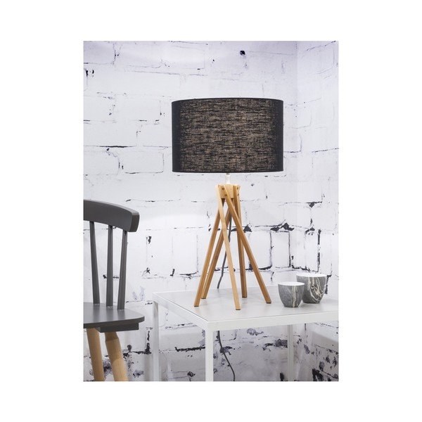 Veioză din bambus Good&Mojo Kilimanjaro, abajur negru-image-1