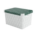 Cutie de depozitare albă/verde din plastic cu capac 39,5x29,5x25 cm L – Curver