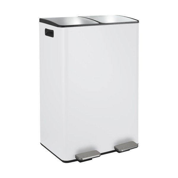 Coș de gunoi alb mat pentru reciclare/cu pedală 2x30 l din oțel   Aliya – Spirella