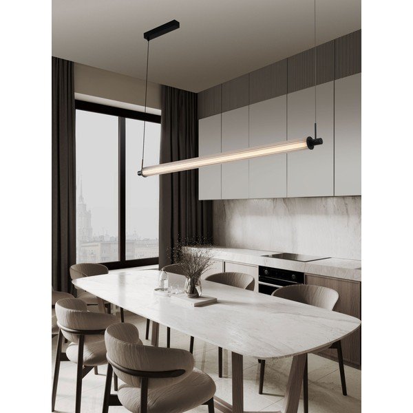 Lustră negru-mat LED cu intensitate reglabilă din aluminiu cu abajur din sticlă Glovia – Nova Luce-image-1