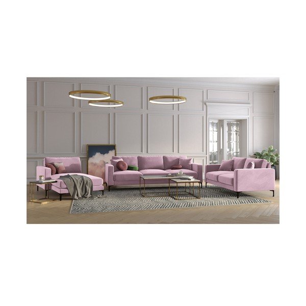 Șezlong cu tapițerie din catifea Kooko Home Harmony, colț pe stânga, roz-image-4