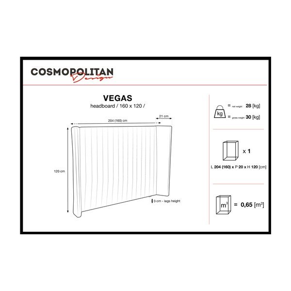 Tăblie pat Cosmopolitan design Vegas, 160 x 120 cm, roșu burgundy-image-2