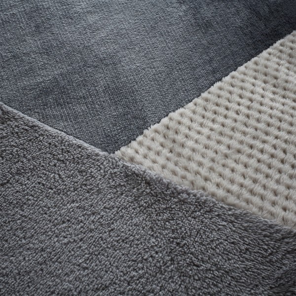 Lenjerie de pat gri din polar/fleece pentru pat de o persoană 135x200 cm Cosy Larsson Geo – Catherine Lansfield-image-4