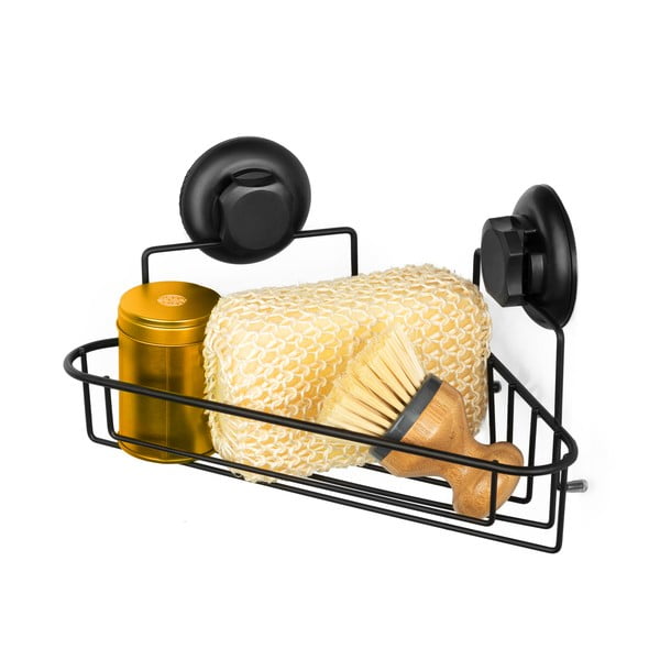 Etajeră / suport pe colț pentru baie Compactor Bestlock Black, negru-image-1