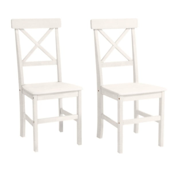Set 2 scaune din lemn de pin Støraa Nicoline, alb