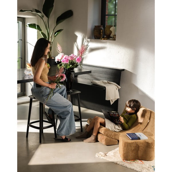 Puf de copii maro cu tapițerie din catifea reiată Cloud – Wigiwama-image-4