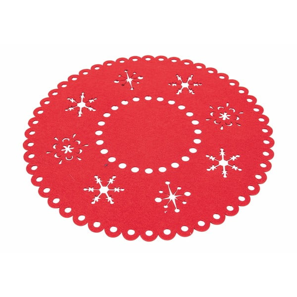 Set 6 fețe de masă de Crăciun din pâslă Villa d'Este Ornaments, ø 38 cm, roșu