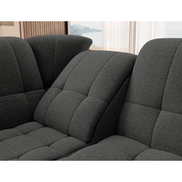 Colțar gri închis extensibil/cu spațiu de depozitare (cu colț pe partea stângă/în formă de ”L”) Sado – ELTAP-image-1