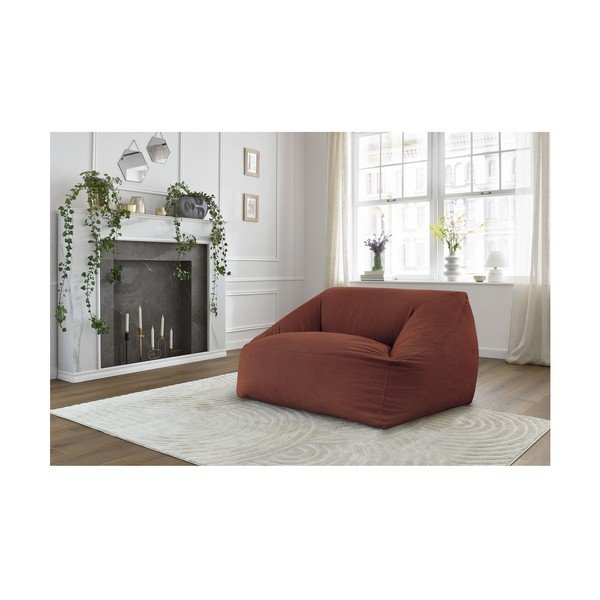 Fotoliu bean bag portocaliu cu tapițerie din catifea reiată Lilibet – Bobochic Paris-image-1