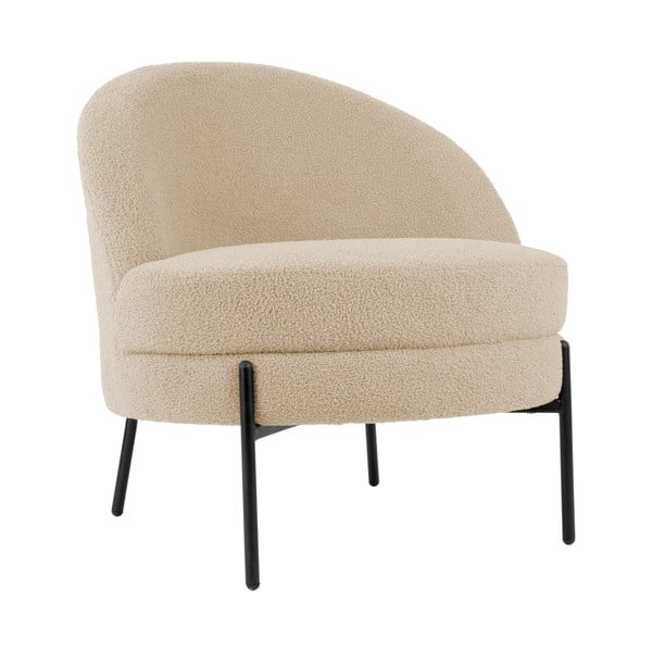 Fotoliu bej cu tapițerie din țesătură bouclé Noble – Leitmotiv