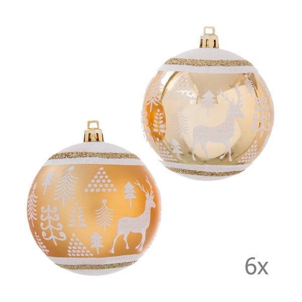 Set 6 decorațiuni de Crăciun Unimasa Deer, auriu