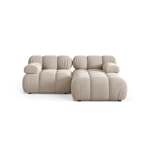 Colțar modular crem cu tapițerie din catifea (cu colț pe partea dreaptă/cu șezlong) – Micadoni 