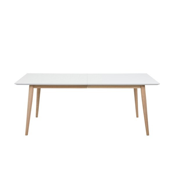 Masă extensibilă cu baza din lemn de stejar Actona Century, 200 x 100 cm, alb