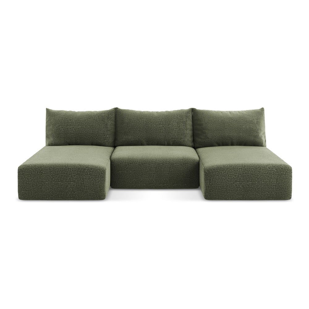 Colțar verde extensibil/cu spațiu de depozitare Kalena – Makamii