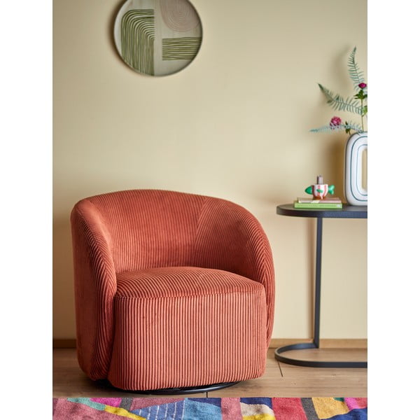 Fotoliu portocaliu wing cu tapițerie din catifea reiată Pradi – Bloomingville-image-1