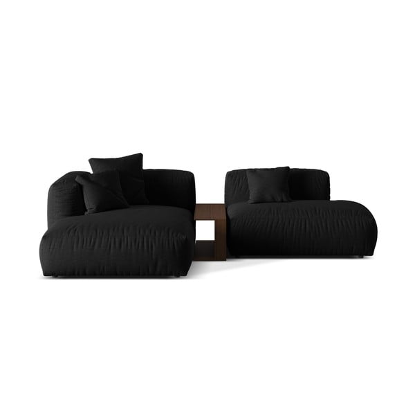 Colțar modular negru (cu colț pe partea stângă ) Martina – Micadoni Home