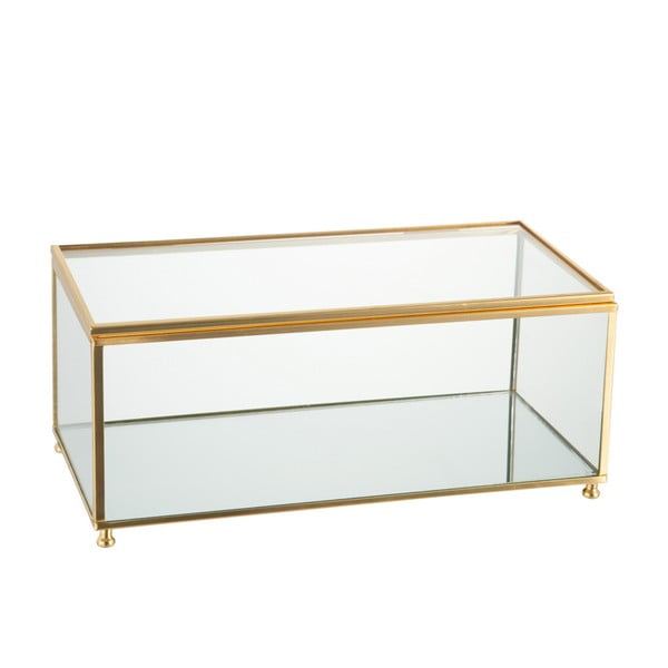 Casetă din sticlă pentru bijuterii J-Line Gold, 25x11 cm