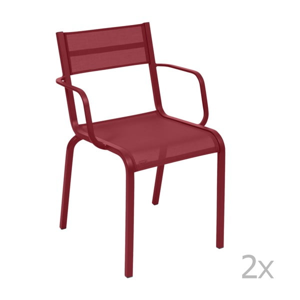 Set 2 scaune de grădină Fermob Oléron Arms, roșu