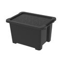Cutie de depozitare  negru lucios din plastic cu capac Evo Easy - Rotho