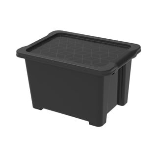 Cutie de depozitare  negru lucios din plastic cu capac Evo Easy - Rotho