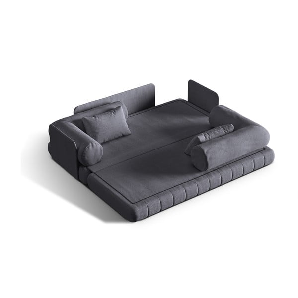 Canapea gri închis extensibilă cu tapițerie din țesătură bouclé 206 cm Kemi – Cosmopolitan Design-image-1