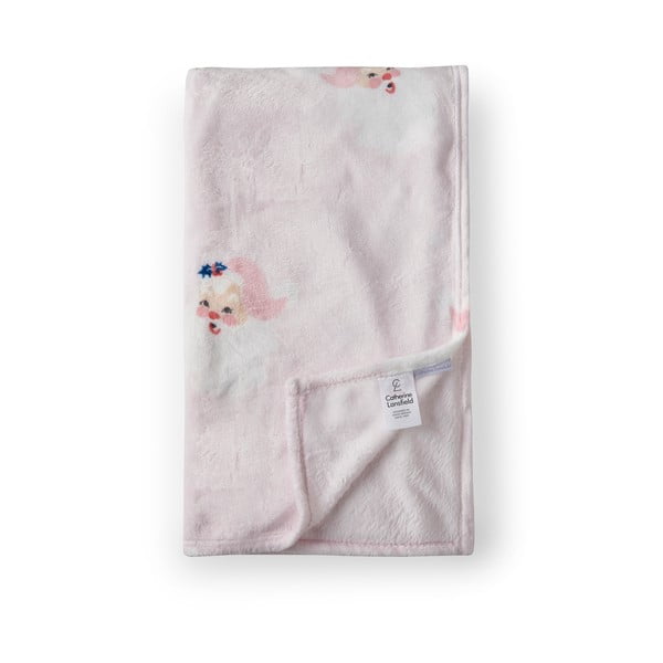 Pătură roz-deschis din micropluș/cocolino 130x170 cm  cu model de Crăciun Vintage Christmas Santa – Catherine Lansfield