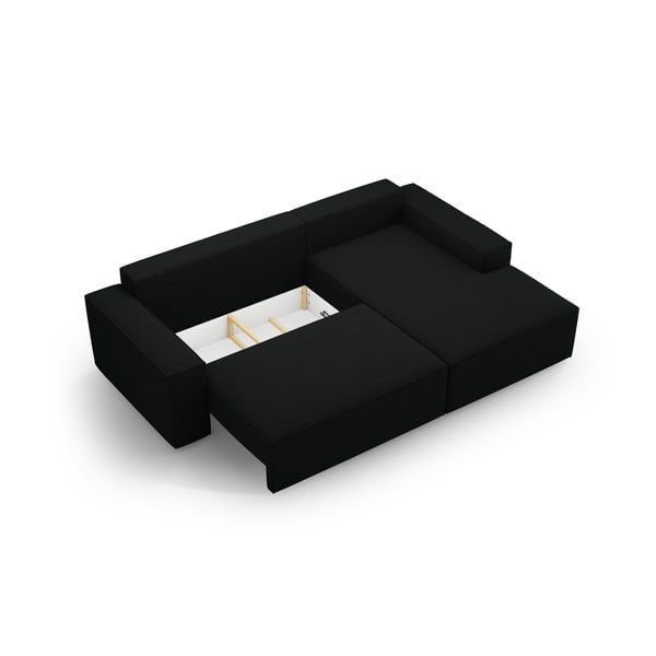 Colțar negru extensibil cu tapițerie din țesătură bouclé (cu colț pe partea dreaptă) Jodie – Micadoni Home-image-4