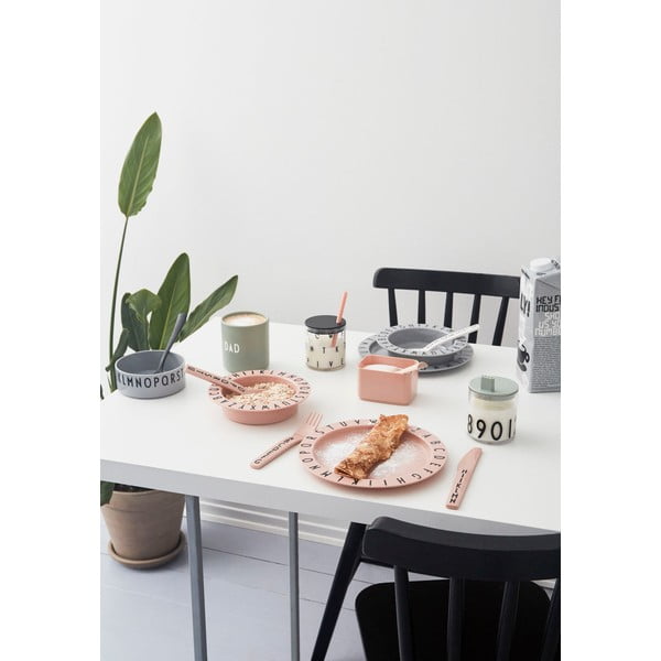 Farfurie adâncă pentru copii Design Letters Eat & Learn, ø 15,5 cm, gri-image-3