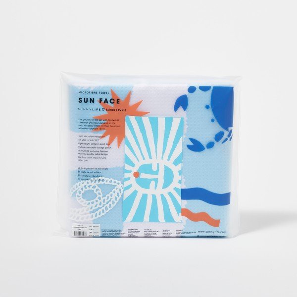 Prosop de plajă Sunnylife Sun Face, 175 x 90 cm, albastru-image-4