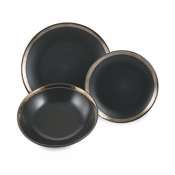 Set veselă de 18 piese din gresie Villa d'Este Naima, negru-image-2