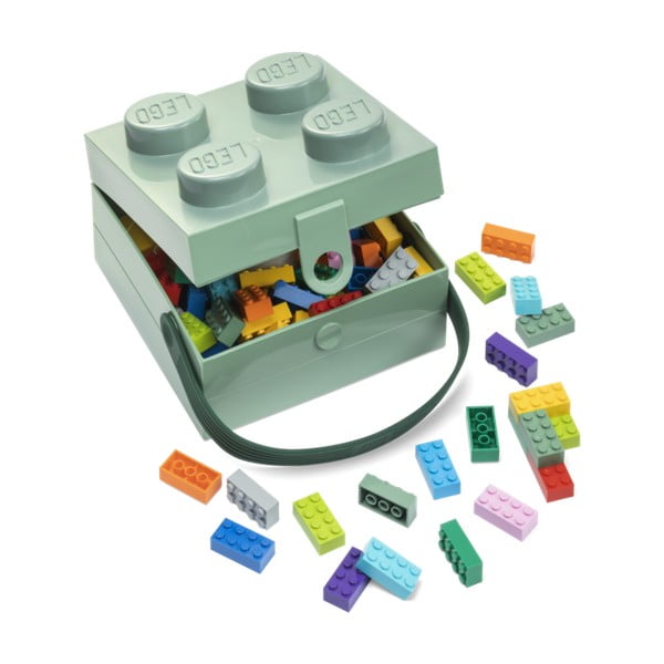 Cutie depozitare LEGO cu mâner, verde-image-2