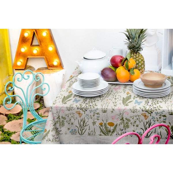 Față de masă din amestec de in Surdic Botanic Herbs, 140 x 140 cm-image-2