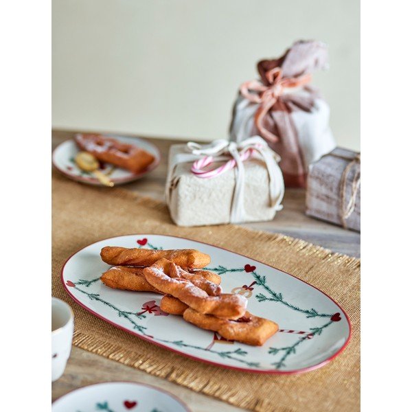 Tavă din gresie ceramică 23x38,5 cm  cu model de Crăciun Yule – Bloomingville-image-1