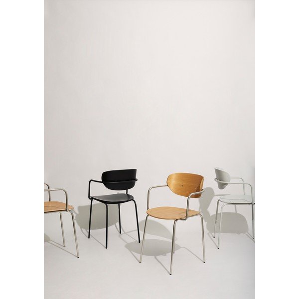 Scaun de dining în culoare naturală deschisă cu cotiere/stivuibil din metal Arch – Hübsch-image-3