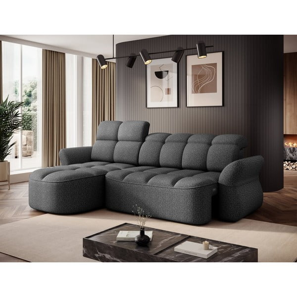 Colțar gri închis extensibil/cu spațiu de depozitare cu tapițerie din catifea (cu colț pe partea stângă/cu șezlong) Beneth – ELTAP-image-4