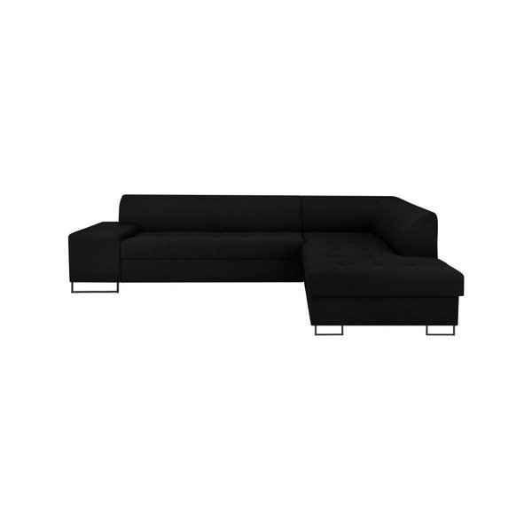Canapea extensibilă pe colț cu picioarele de culoare neagră Cosmopolitan Orlando, pe partea dreaptă, negru-image-3